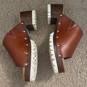 Faux Leather Mule Studded Sandals Size 7